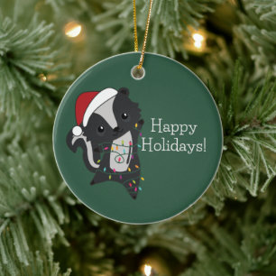 Skunk Christmas Skunks Winter Animals Adult Tuch Keramik Ornament