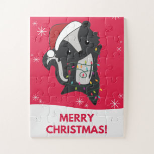 Skunk Christmas Skunks Winter Animals Jigsaw Puzzl