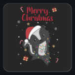 Skunk Christmas Skunks Winter Animals Quadratischer Aufkleber<br><div class="desc">Skunk for Christmas with fairy lights. Funny animals with ohrs and snow to the holidays. Also funny for Christmas in July. Stinkiers are sweet animals and perfect for Christmas.</div>