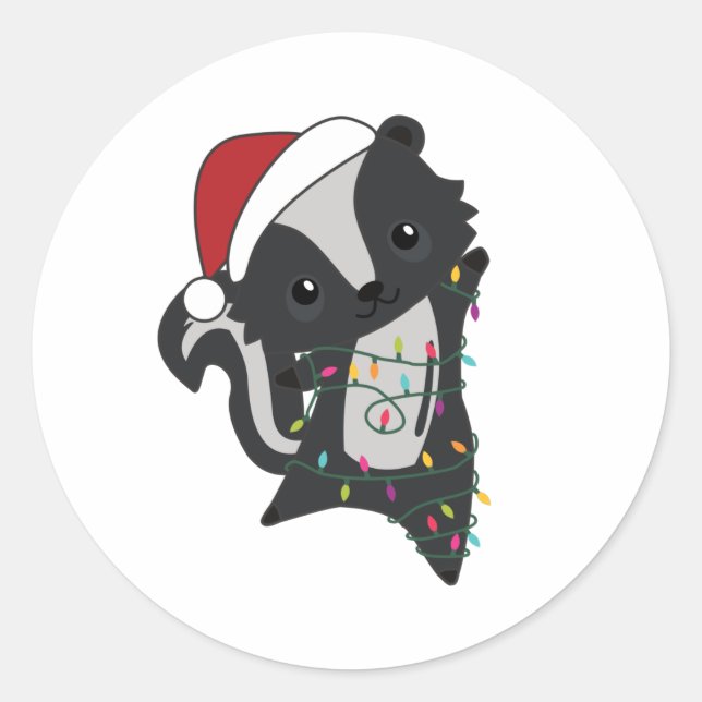 Skunk Christmas Skunks Winter Animals Runder Aufkleber (Vorderseite)