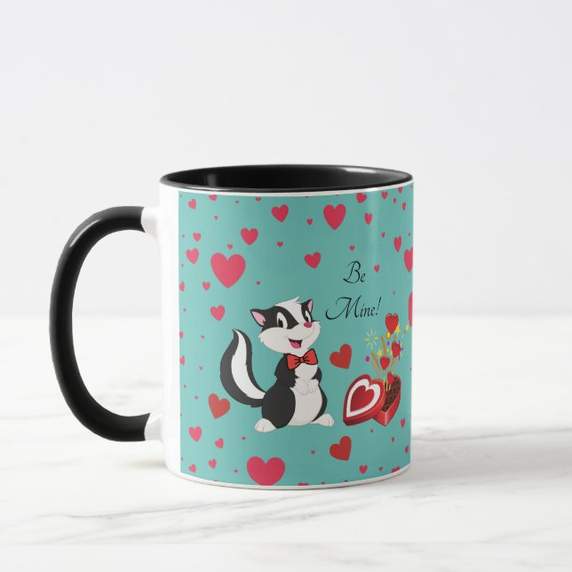 Skunk Happy Valentine's Day Niedliche Herzenslust Tasse (Links)