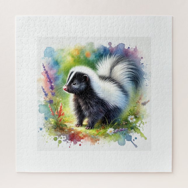 Skunk in Light and Color 020924AREF113 - Watercolo (Vertikal)