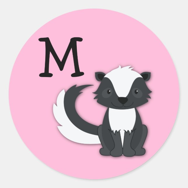 Skunk Kid Niedlich Monogram Umschlag Aufkleber Sti (Vorderseite)