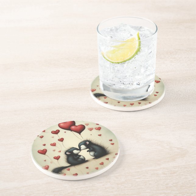 Skunk Liebe 1 Getränkeuntersetzer (Seite)