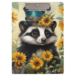 Skunk mit Sonnenblumen Klemmbrett