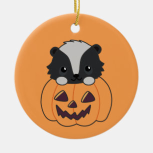 Skunk Pumpkin Niedlich Skunks Glückliche Halloween Keramik Ornament