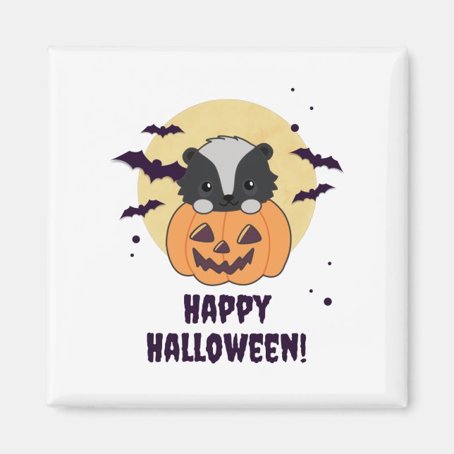 Skunk Pumpkin Niedlich Skunks Happy Halloween Magnet (Vorne)