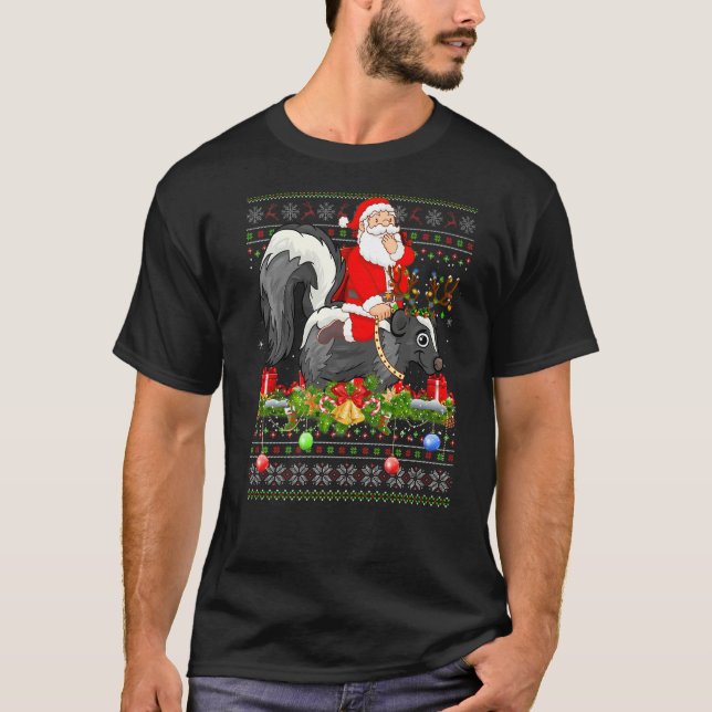 Skunk  Ugly Santa Riding Skunk Christmas T-Shirt (Vorderseite)