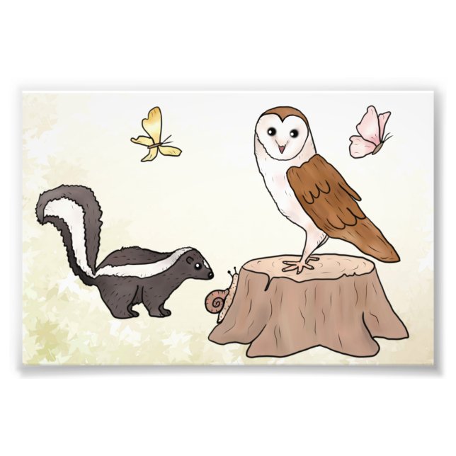 Skunk und Eule Fotodruck (Vorne)