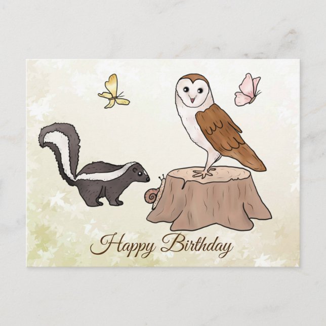Skunk und Eule  Postkarte (Vorderseite)