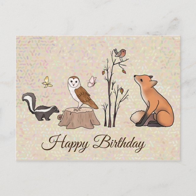 Skunk und Eule Postkarte (Vorderseite)