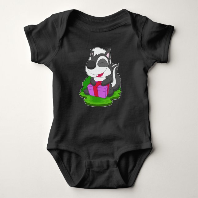 Skunk Weihnachtspaket Baby Strampler (Vorderseite)
