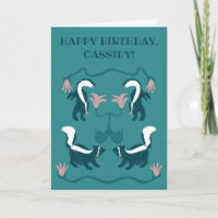 Skunks und Blume Dunkler Aquamariner Geburtstag