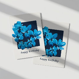 Skurril blaue Aquarell-Blumen-Geburtstagskarte Karte