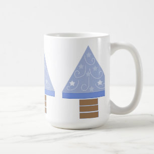 Skurril blaue Weihnachtsbäume Kaffeetasse