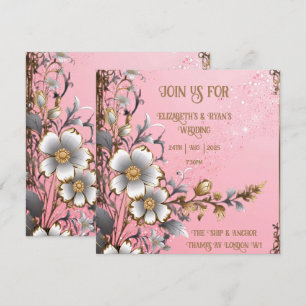 Skurril Blumige Hochzeitseinladung in Rosa Romanti Save The Date