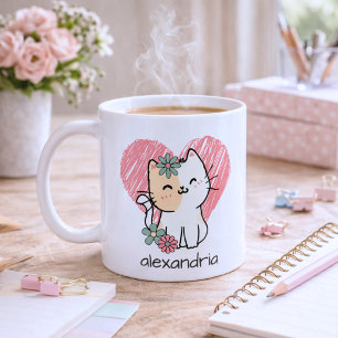 Skurril Boho-Katzen-Monogramm  Kaffeetasse