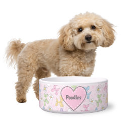 Skurril-bunte Pudel-Pet-Schale mit individuellem N Napf
