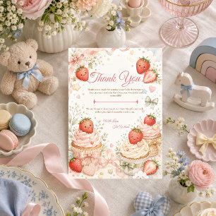 Skurril-erdbeeren-Baby-Party Dankeskarte