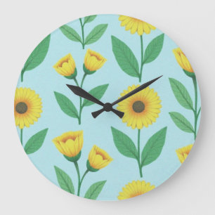 Skurril Frohe Blüte Große Wanduhr