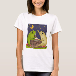 Skurril Frösche-Teeparty-Bildillustration bei Nach T-Shirt