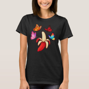 Skurril-frucht-Banane mit Schmetterlingen T-Shirt