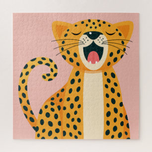 Skurril gähnender Gepard Safari Tier Cartoon