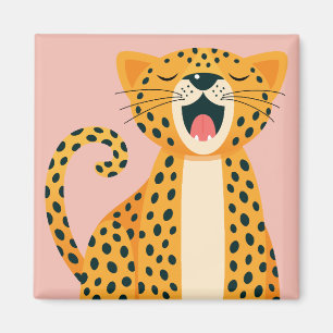 Skurril gähnender Gepard Safari Tier Cartoon Magnet