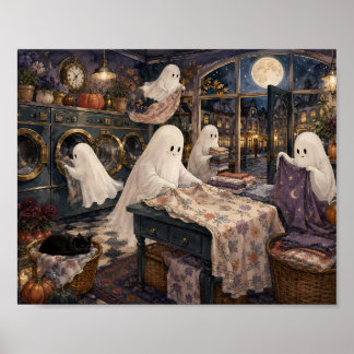 Skurril Geister-Waschsalon Gemütliche Gothic-Wäsch Poster