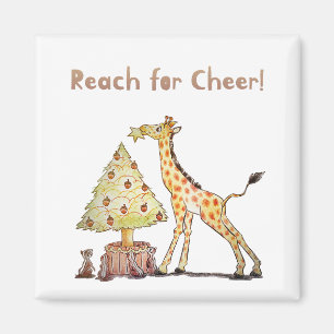 Skurril gezeichneter Weihnachtsbaum mit Giraffe Magnet