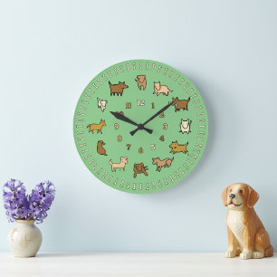 Skurril-grüne Wanduhr für Hunde-Liebhaber