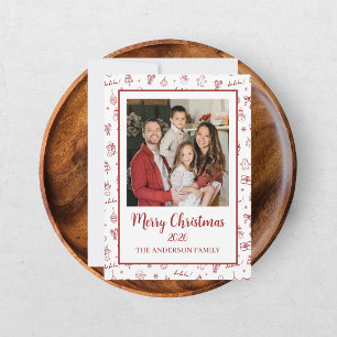 Skurril Handgezeichnete Kritzelei Rot Feiertagskarte