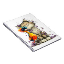 Skurril-Katze-und-bunte-Vogel-Spiralblock