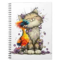 Skurril-Katze-und-bunte-Vogel-Spiralblock