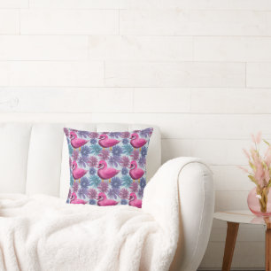 Skurril Rosa Schwan: Pastell-Blumen-Traum-Muster Kissen