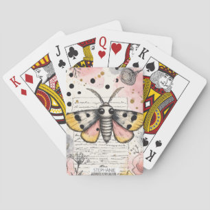 Skurril-Rosa und Gold-Motte Spielkarten
