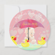 Skurril Rosa Vintage-Regenschirm Runde Babyparty