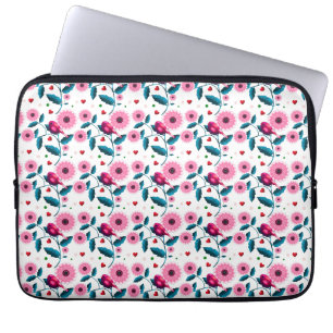 Skurril Rosa Vogel Florales Botanisches Design-Wur Laptopschutzhülle