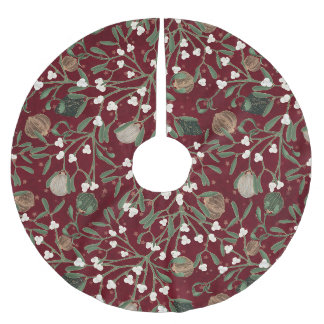 Skurril-Rote-Mistel-Weihnachtsbaum-Unterlage Polyester Weihnachtsbaumdecke
