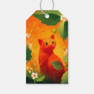 Skurril Roter Katz Blumen Garten Geschenkanhänger