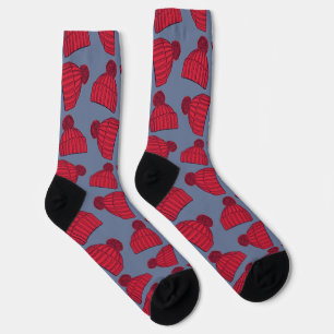 Skurril rotes und blaues Bobbelmützen-Muster Socken