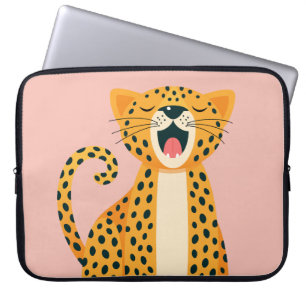 Skurril Safari-Tier Gähnender Gepard Cartoon Laptopschutzhülle