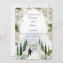 Skurril Schloss-Garten-Altar-Hochzeitseinladung