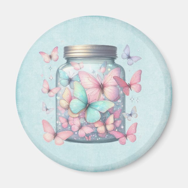 Skurril Schmetterlinge im Glas Magnet (Vorne)