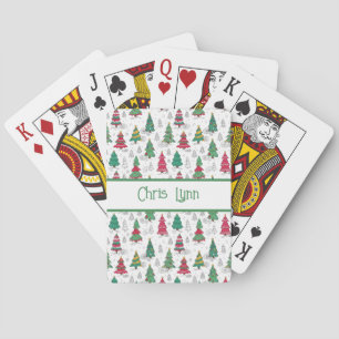 Skurril-verspielte geschmückte Weihnachtsbäume Doo Spielkarten
