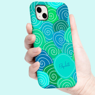 Skurril Vintage Süßes Blau Grün Muster Benutzerdef Case-Mate iPhone 14 Hülle