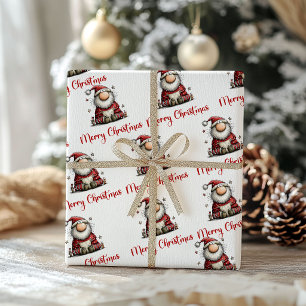 Skurril Weihnachten Lustiger Santa Handgezeichnete Geschenkpapier