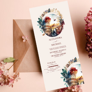 Skurrile Aquarell Italienisches Reiseziel Hochzeit All In One Einladung