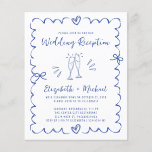 Skurrile blaue Hochzeitsempfangs-Einladung