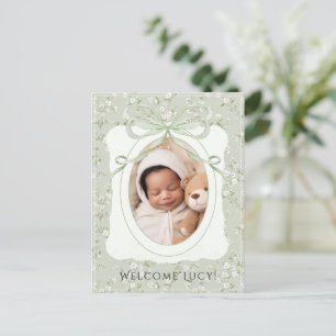 Skurrile Blumen-Foto-Baby-Geburt Ankündigungspostkarte